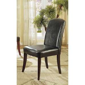  Black Leather Match Parson Chair Pair Furniture & Decor
