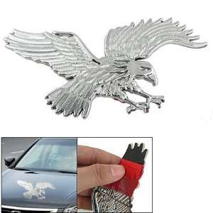  Car Silver Tone Plastic Eagle Design Adhesive Sticker Automotive