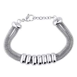 Stainless Steel Two Mesh Chain Bracelet Connected In The Middle 