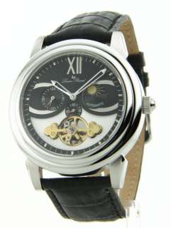 Lucien Piccard Mens Skeleton AUTOMATIC Leather Watch  
