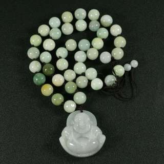 Laughing Happy Buddha Large Beads Lavender Necklace 100% A Real 