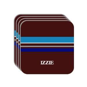 Personal Name Gift   IZZIE Set of 4 Mini Mousepad Coasters (blue 