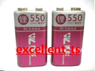 GREAT POWER 9v 9 Volt Li lon (Lithium) rechargeable battery 550mAh 