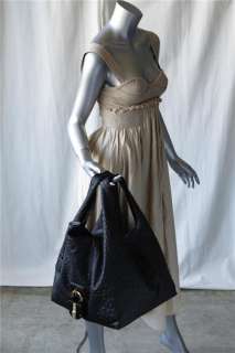 LOEWE XL Black*CALLE OSTRICH*Bag Tote Handbag Purse Plum Lambskin 