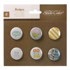    Abroad Self Adhesive Tin Badges 6/Pkg Arts, Crafts & Sewing