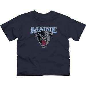  Maine Black Bears Youth Distressed Primary T Shirt   Navy 