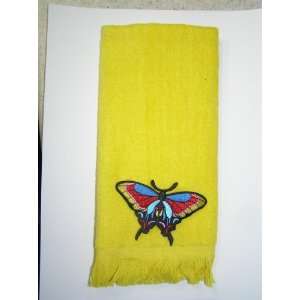  spring Butterfly bath hand towel yellow 