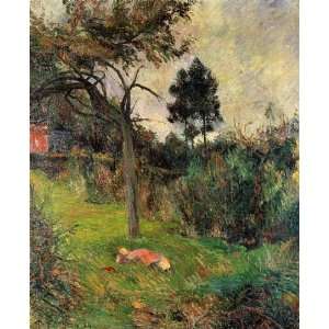  Oil Painting Young Woman Lying in the Grass Paul Gauguin 