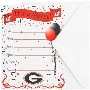  NCAA Georgia Bulldogs 8 Pack Party Invitations & Envelopes 