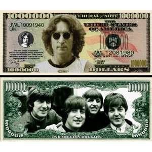  John Lennon $Million Dollar$ Novelty Bill Collectible w/ Bill 