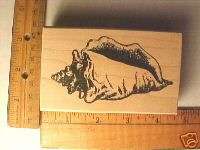 LARGE CONCH SHELL SEA SHELL wood mounted rubber stamp  