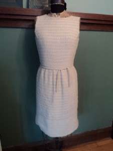 Vintage 50s ivory crochet knit dress S LANZ  