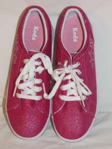 NIB Girls KEDS Felicity Glittery Pink Sneakers Shoes, Size 1, 3, 5 