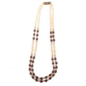 Amethyst Necklace 03 Pearl Multi Strand Double Purple White Crystal 17 