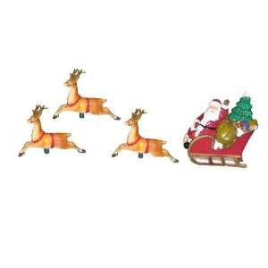  Santa Sled and Reindeer Christmas Lights   Green Wire