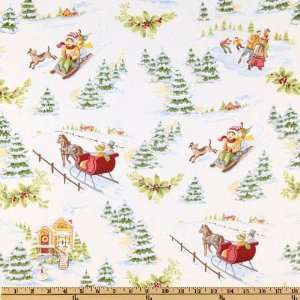  44 Wide Tis the Season Holiday Scene White Fabric By The 