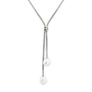    Sterling silver freshwater cultured pearl lariat necklace Jewelry