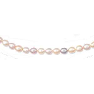  14k Yellow Elegant Oval Pink Pearl Necklace   16 Inch 