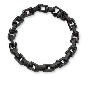  Mens 8.5 Black Plated Stainless Steel Chain Bracelet 