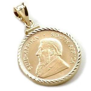  14K Gold 1/4 Oz. 1980 Krugerrand Coin Pendant Jewelry