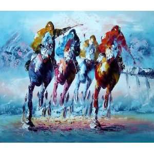 Horse Racing Galloping Oil Painting 20 x 24 inches 