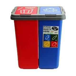 World Two Separate Trash Bin with Universal Recycle Symbol, 20Lx2