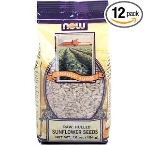 NOW Foods Sunflower Seeds Hulled Raw, 16 Ounce Bags (Pack of 12 