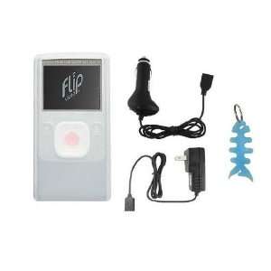 Flip Ultra HD Video Camcorder Silicone Skin Case (Clear/White) + Home 