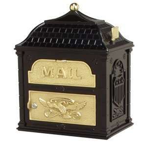  Gaines Mailboxes Black with Polished Brass Classic Column 