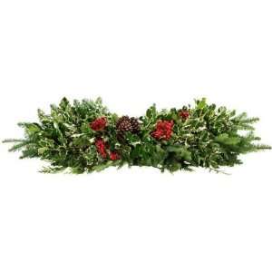Fresh Holly Deluxe Holly And Greens Table Runner 