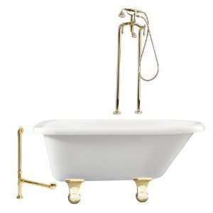  Giagni 60L x 30.4W White/Millennium Brass Clawfoot Tub 