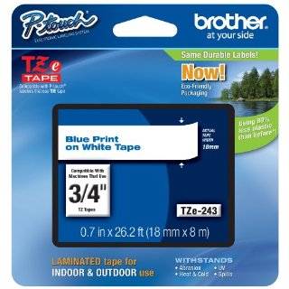 Brother Tape, Retail Packaging, 3/4 Inch, Blue on White (TZe243)