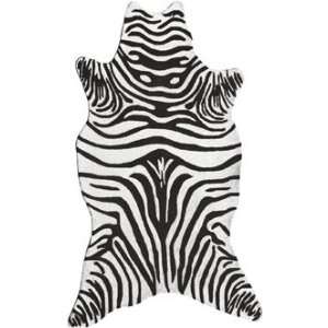   Zebra Black Shaped 25257 Black and White Animals 5 x 8 Area Rug
