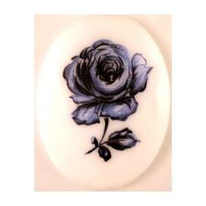  40x30mm Blue Rose Decal Porcelain Painting Cameo Arts 