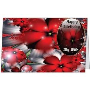 Birthday Wife Spouse Flowers Romantic Love Happy Greeting Card (5x7 