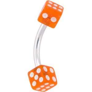  BELLY   7/16 Orange DICE Belly Button Ring Jewelry