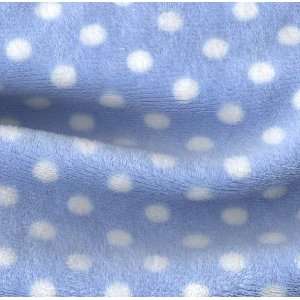  60 Wide Minky Mini Polka Dots Baby Blue/White Fabric By 