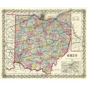  STATE OF OHIO (OH) BY J.H. COLTON 1855 MAP