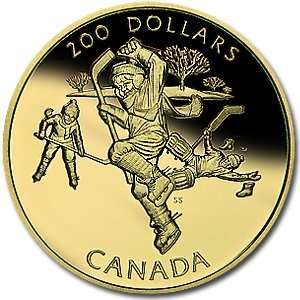  1991 1/2 oz Gold Canadian $200 Proof   Hockey Sports 