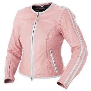   Firstgear Womens Betty Leather Jacket   Large/Pink/White Automotive