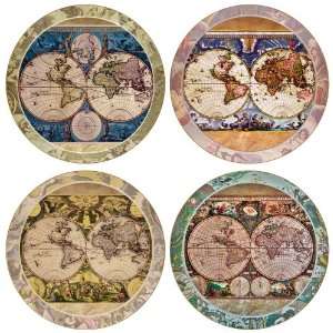  Hindostone Set of 4 World Map Coasters