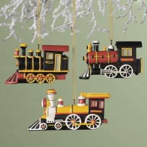  Handpainted Train Locomotive Christmas Tree Ornaments 3 
