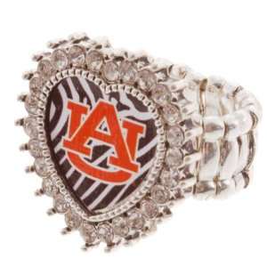   Band Ring with Crystal Rhinestones Surrounding the Heart Shaped Auburn