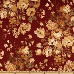  Robert Allen Bouquet Crimson Fabric By The Yard Arts, Crafts & Sewing