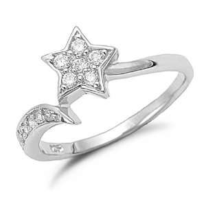  Sterling Silver Star CZ Ring Sizes 5 to 9, 5 Jewelry