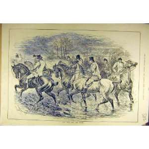  1883 Rain Wind Mud Water Hunter Rider Horse Hunt Print 
