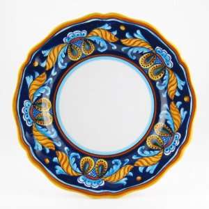  Hand Painted Italian Ceramic 11 inch Dinner Plate Scallop Rim 