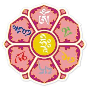  Om Mani Padme Flower Yoga car bumper sticker 4 x 4 