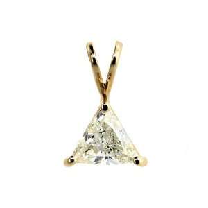   All 14kt yellow gold pendant set with one geuine trillion cut diamond