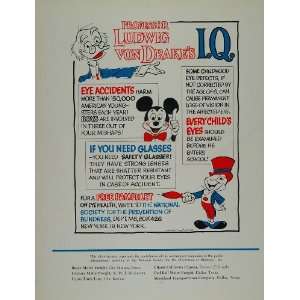  1964 Ad Society Prevention Of Blindness Disney Mickey 